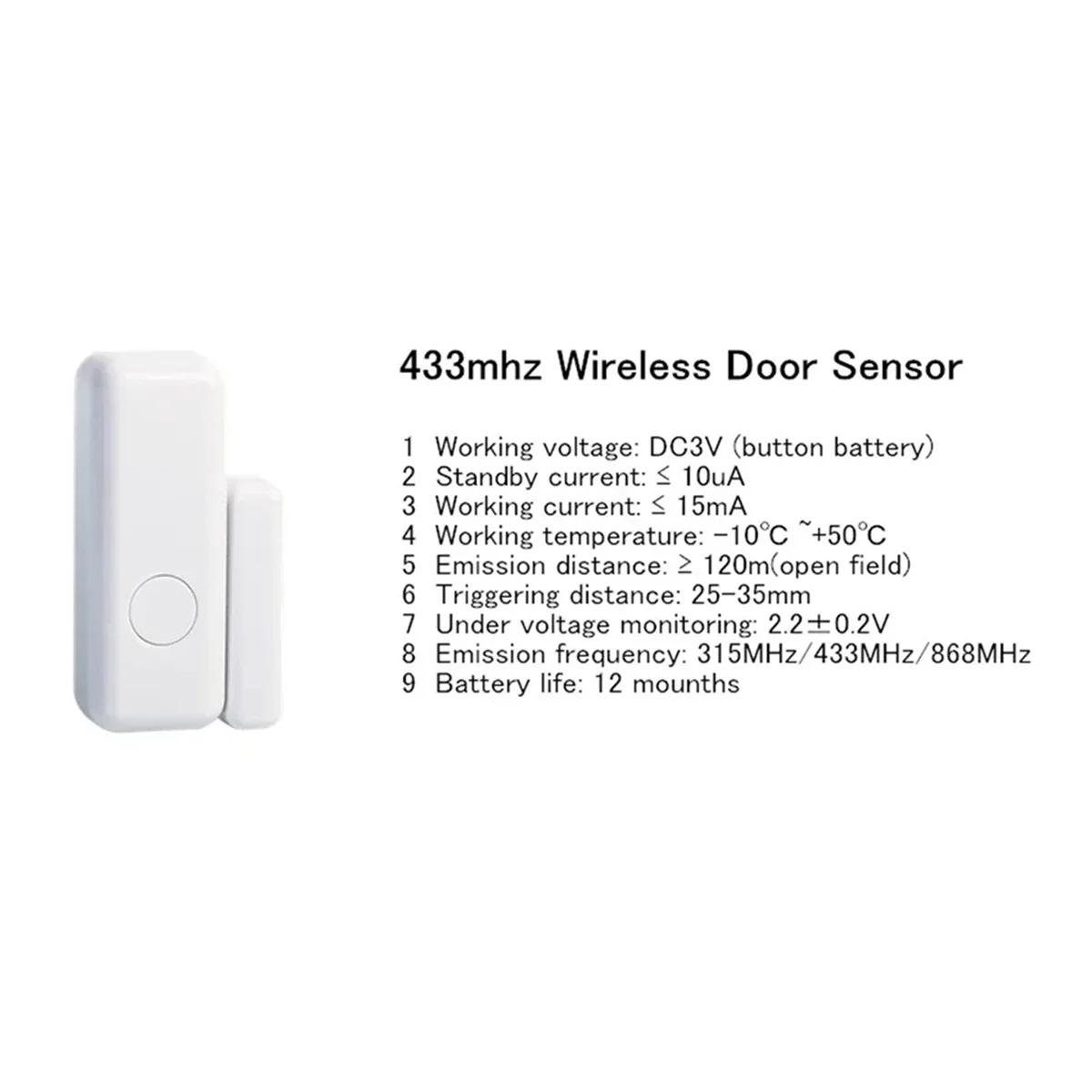 Smart Window and Door Sensor Door Sensor Detector 433mhz Door and Window Alarm ,for Home Hotel