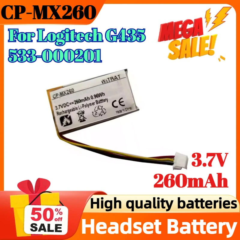 

CP-MX260 3.7V 260mAh Digital Battery for Logitech G435 533-000201 Headset Battery