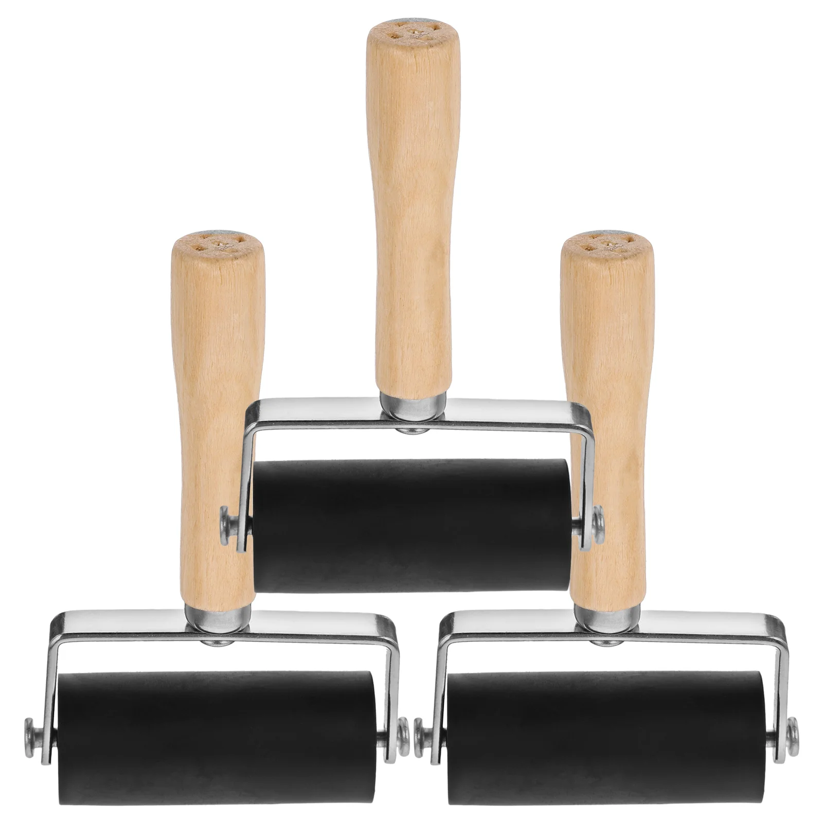 3Pcs Rubber Printmaking Rollers for Ink Rubbing Stamping Craft and DIY Art Supplies Rollers for Crafting