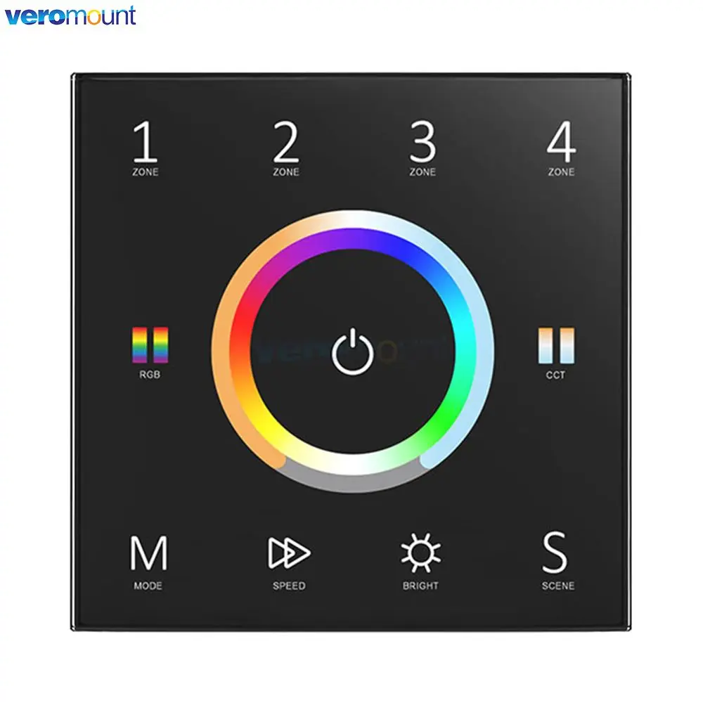 WT5 WiFi RGBCCT LED Controller DC12V 24V DIM CCT RGB RGBW Strip Wall Mount Touch Panel Control Tuya APP Echo Plus Voice Control