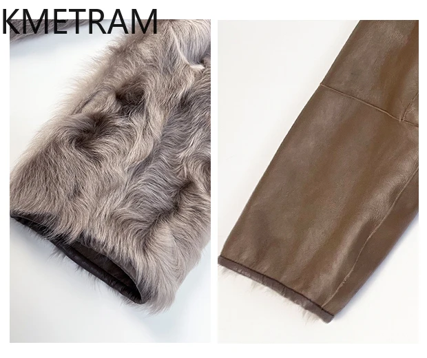 Jaket Bulu Berwajah Ganda Kulit Domba Wol Alami Mantel Bulu Asli Dapat Dibalik Mewah Wanita dengan Tudung Pakaian Wanita Musim Dingin 2025ба