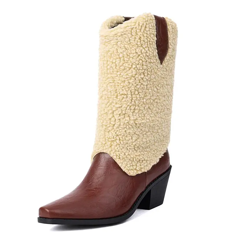 

SIMLOVEYO 2025 Новое поступление, женские ботинки на блочном каблуке 6 см, слипоны, разноцветные, размер 47, модные повседневные ботильоны до середины икры Bota