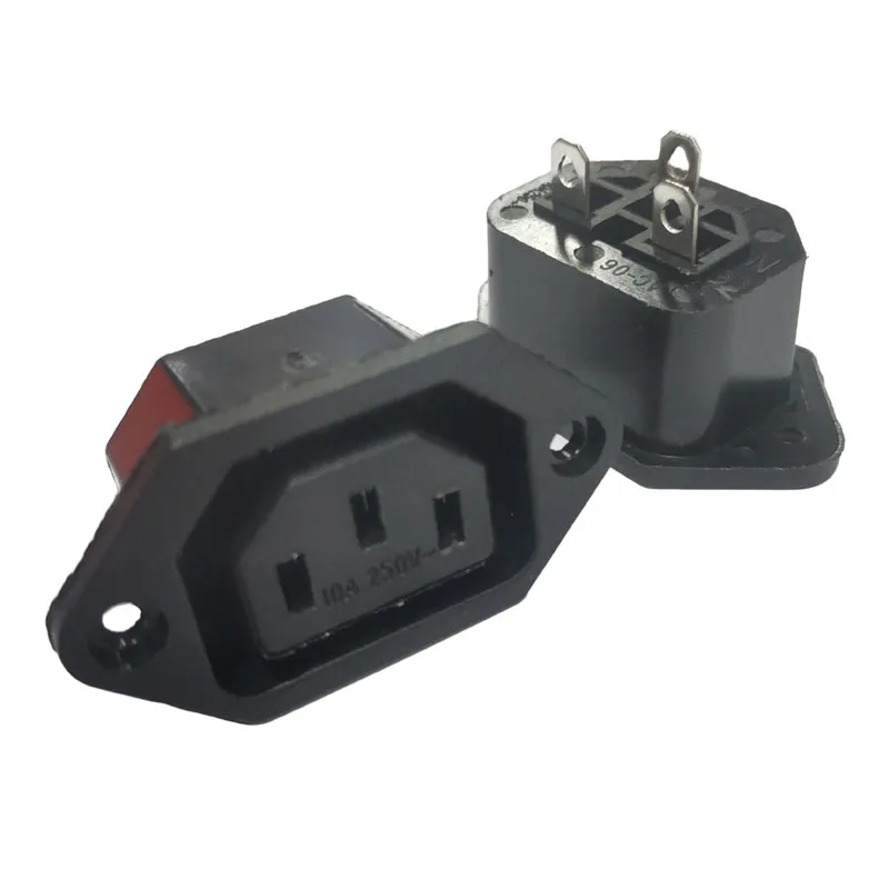 2 шт. черный IEC320 C13 женская промышленная розетка PDU шкаф розетка разъем переменного тока с ухом/винтовым отверстием 10A 250 В