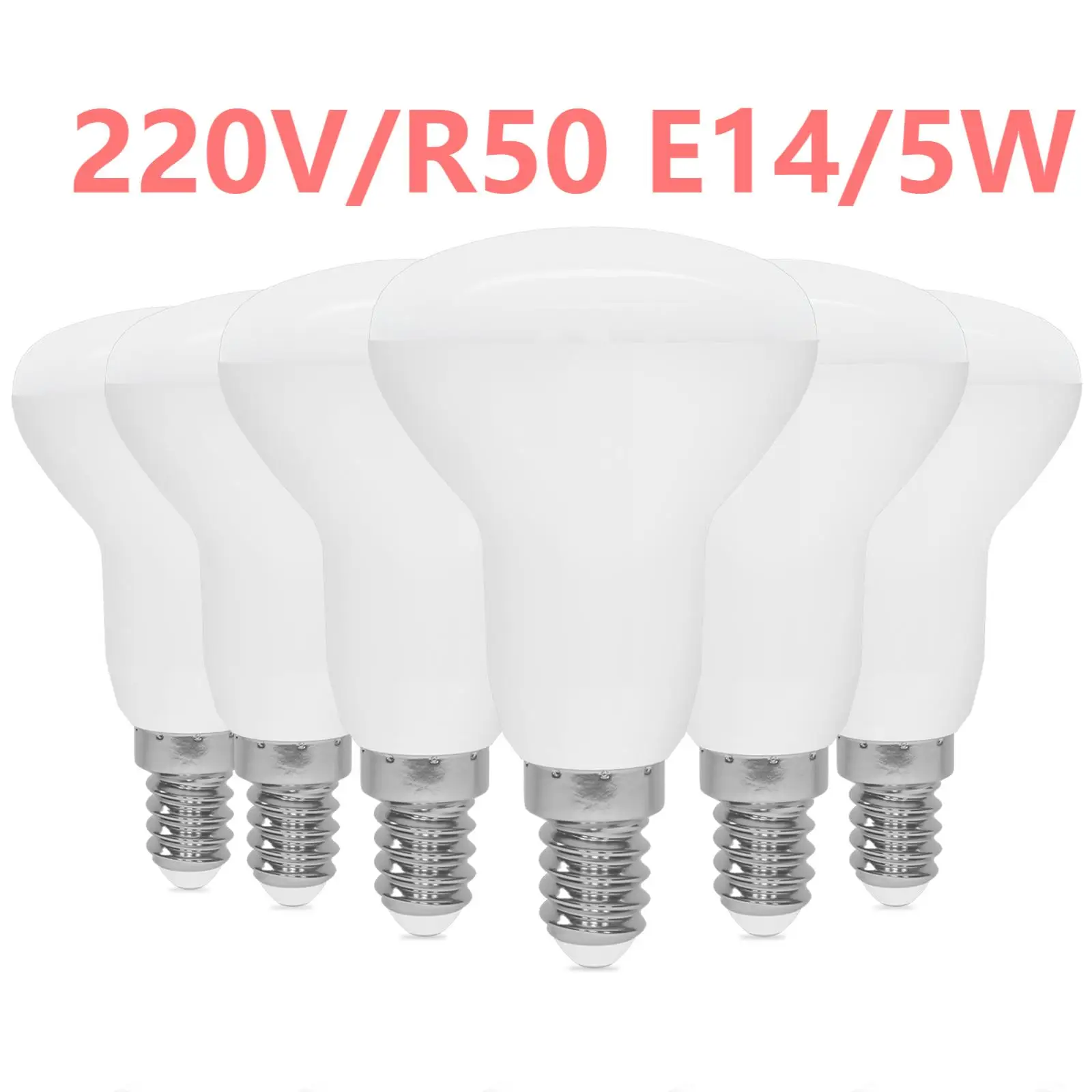 6PCS R50 E14 LED Light Bulb AC220V 5W 3000K Warm White 6500K Cool White 500lm 120° Beam Angle LED Spotlight Bulbs