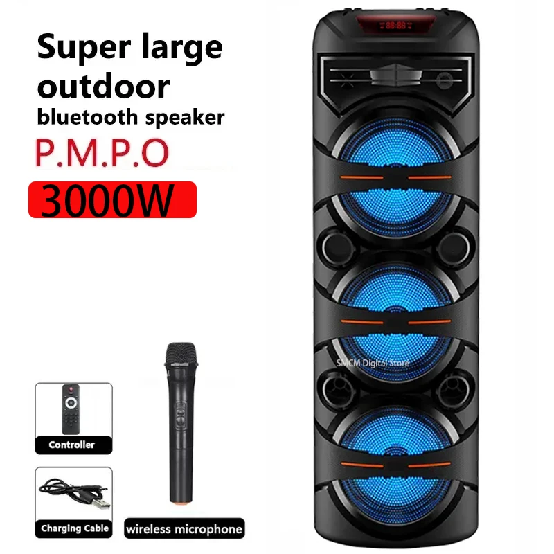 

3000W Peak Power 12 Inch Trolley Fashion Colorful Lighting Bluetooth Speaker Square Dancing Party Box Caixa De Som USB ZQS-8301