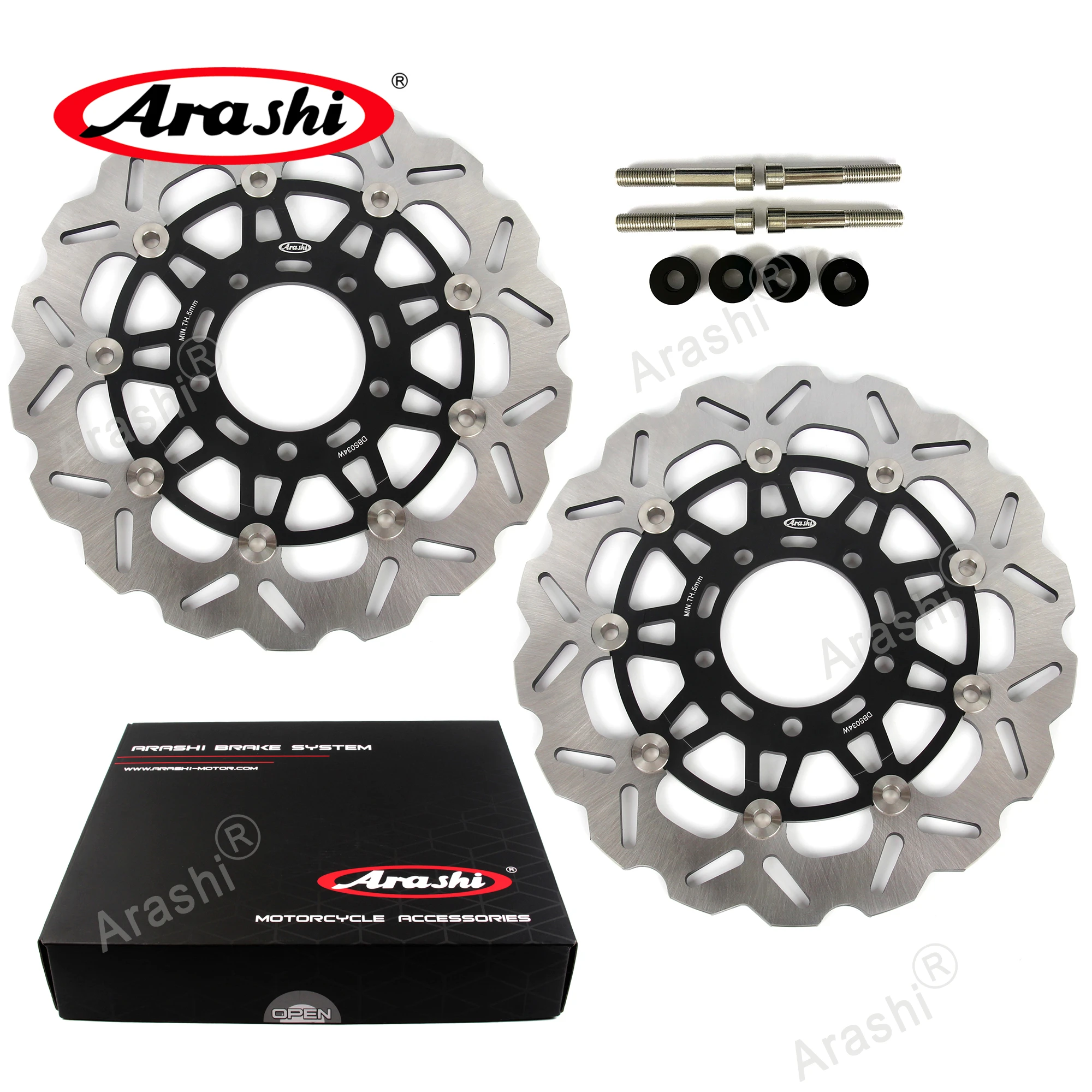 Arashi 300mm CNC Full Floating Front Brake Disc Rotors For KAWASAKI ZX6R NINJA 636 2003 2004 Oversize Motorcycle ZX636 ZX-6R