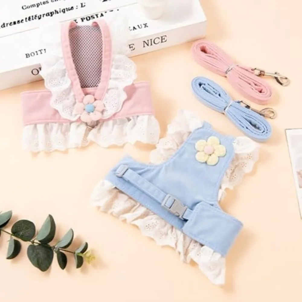 Adjustable Straps Harness And Leash Set Breathable Material Universal Fit Puppy Kitten Harness Soft Nylon Pet Chest Strap