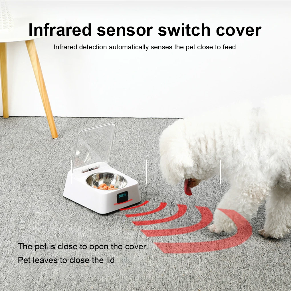 

Automatic Pet Feeder Cat Bowl Auto Cover Waterer Sensor Splash-proof Intelligent Moisture-Proof Dispenser with Lid Use PT000524