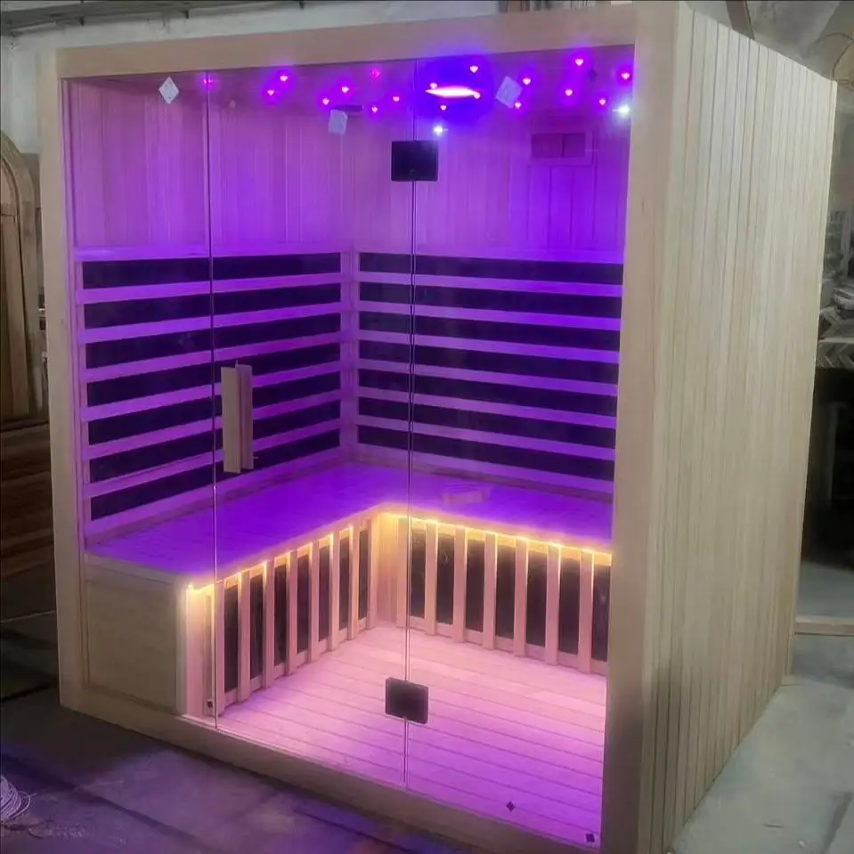 Multiple People Modern Villa Outdoor Electric Sauna Red Cedar Wood Cabin with Dry Steam