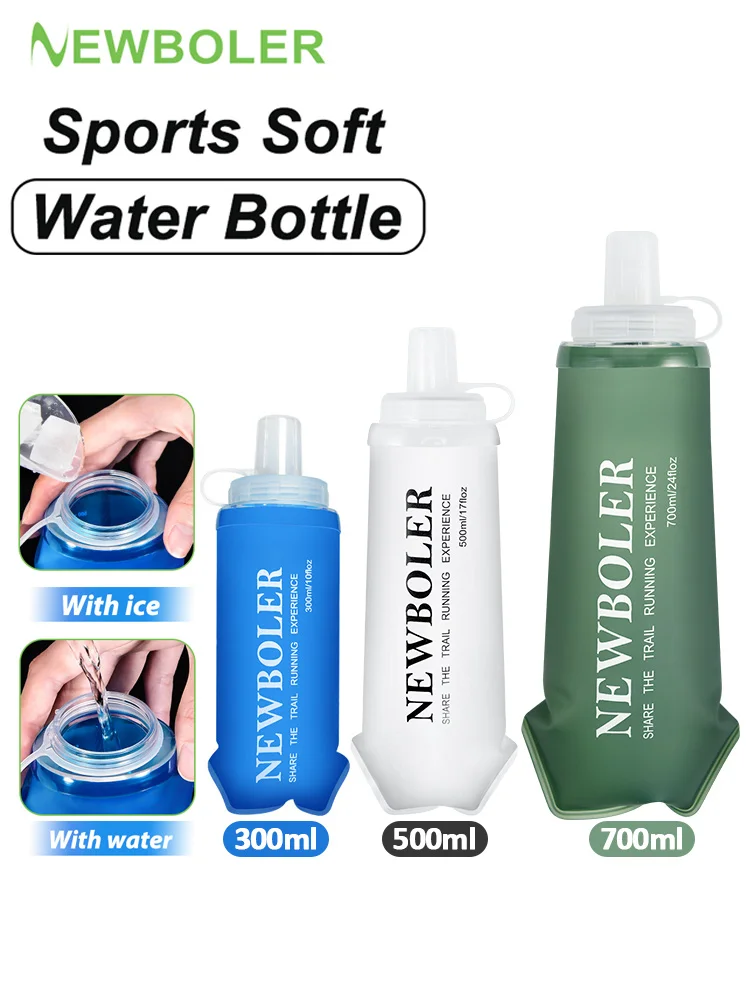 AliExpress NONE NEWBOLER 300ml/500ml/700ml Soft Flask Foldable Silicone Water Bottle TPU Running Kettle for Outdoor Camping Running Cycling
