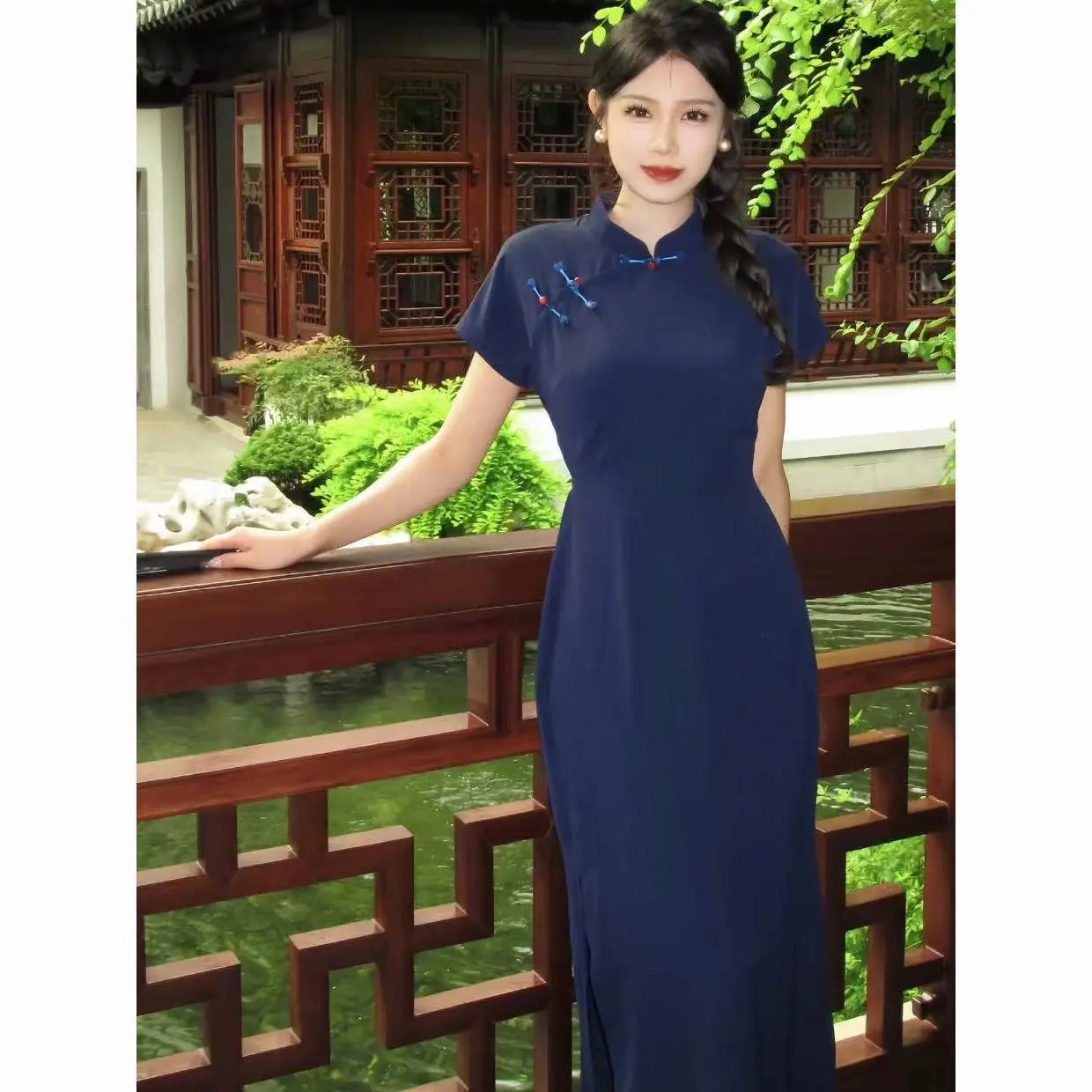 

New Chinese Dress 2025 Summer, Retro Tie Waist Slim Fit, Cool Style Qipao Short Sleeve Women Fashion Qi Pao Dress