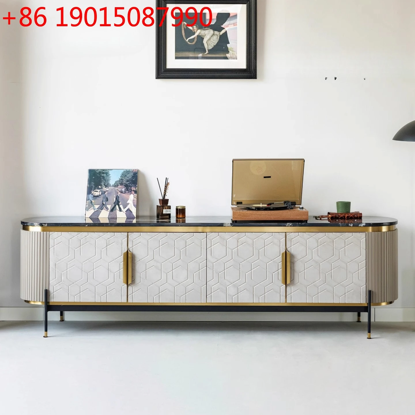 

Итальянская тумба под телевизор в стиле лёгкой роскоши, минималистичная, для гостиной, современная, минималистичная, металлическая, с мраморной отделкой.