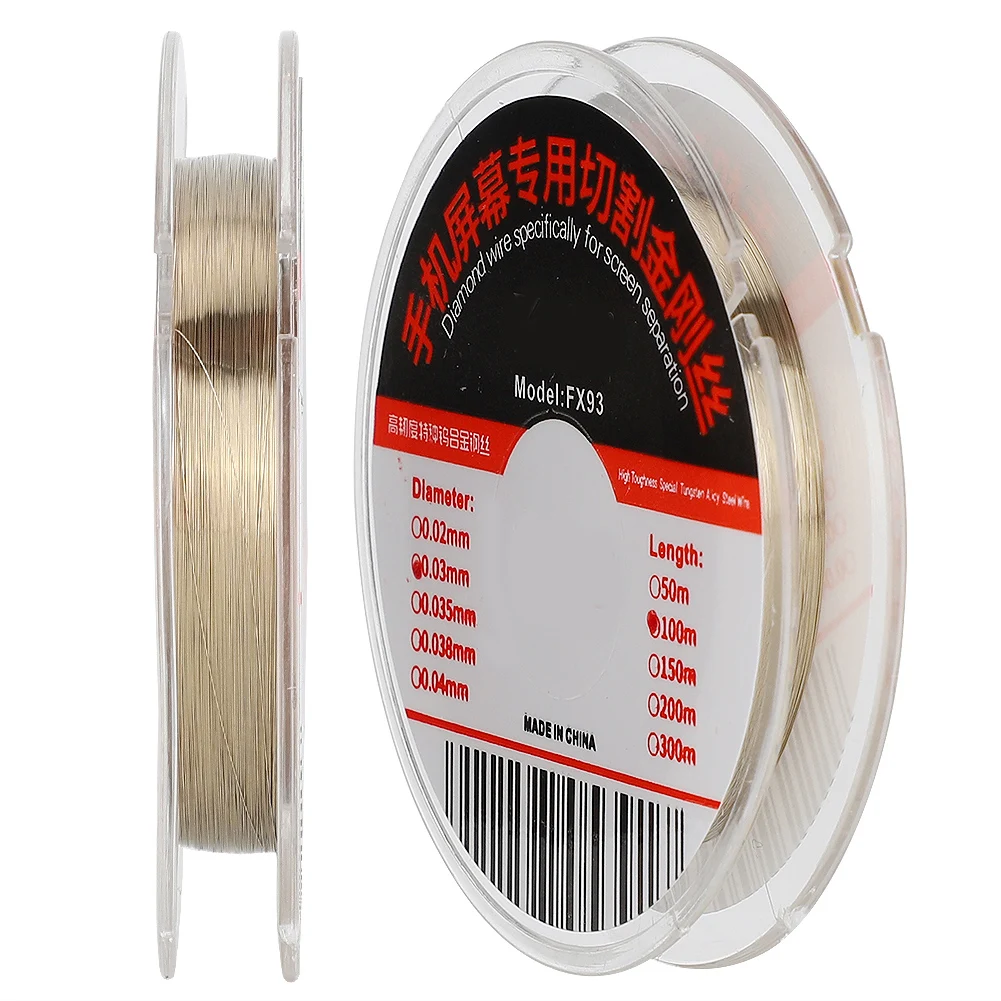 

0.03mm Special Cut Alloy steel Wire Accessory for Mobile Phone Screen 100m Length