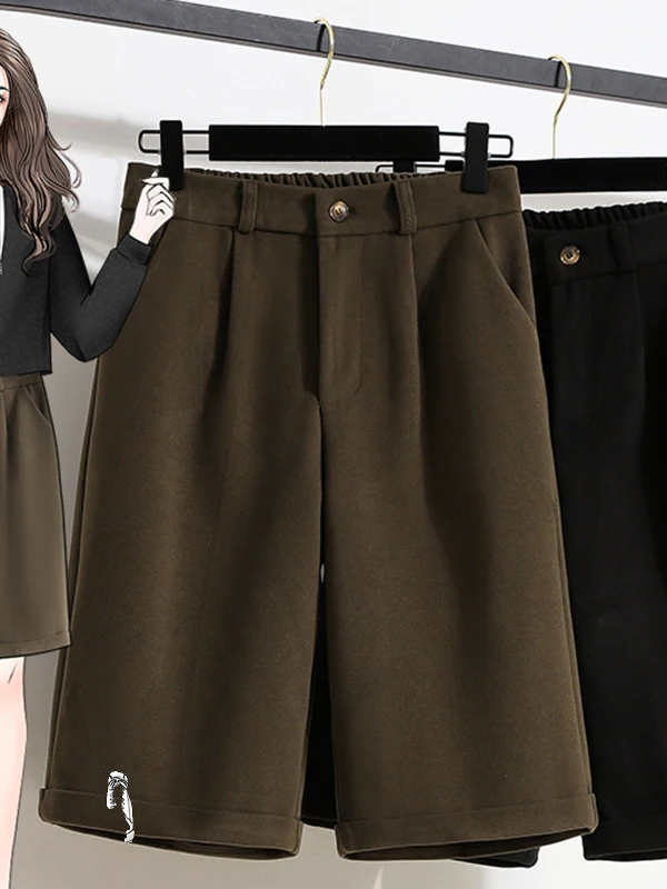 

Утепленные теплые брюки-кюлоты с высокой талией для женщин, зимние, больших размеров, стройнящие, под ботинки