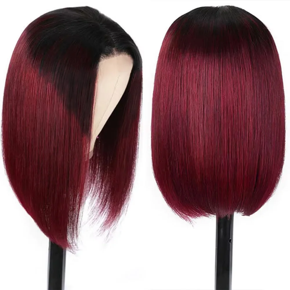 

1B/99J Burgundy Short Bob Wigs Human Hair 13x4 Lace Front Human Hair Wigs Ombre Burgundy Lace Front Wigs For Women
