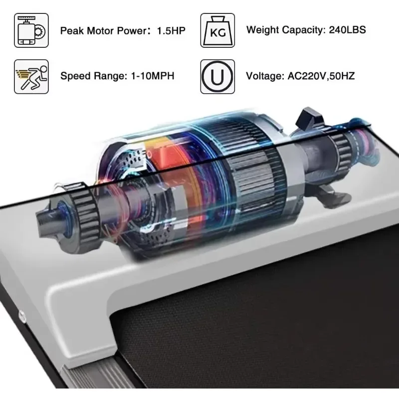 Under Desk Treadmill Motorised Treadmill Portable Walking Running Pad Flat Slim Machine with Remote Control LCD Display