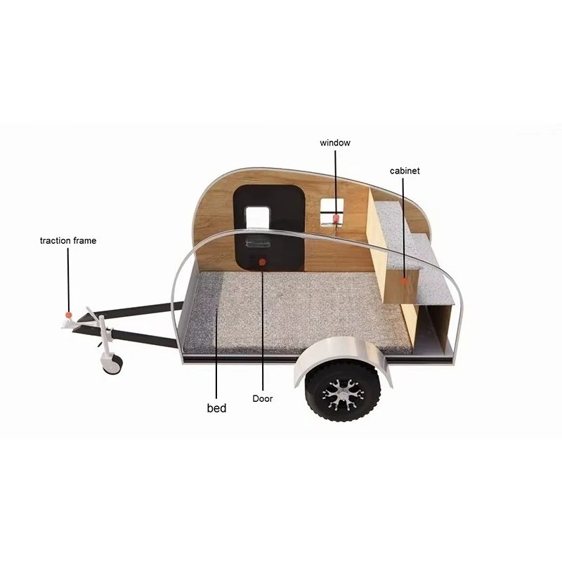 High Quality Customized Camper Trailer Travel RV Tiny Caravan With Storage Bags Portable Outdoor Camping Hot Buy