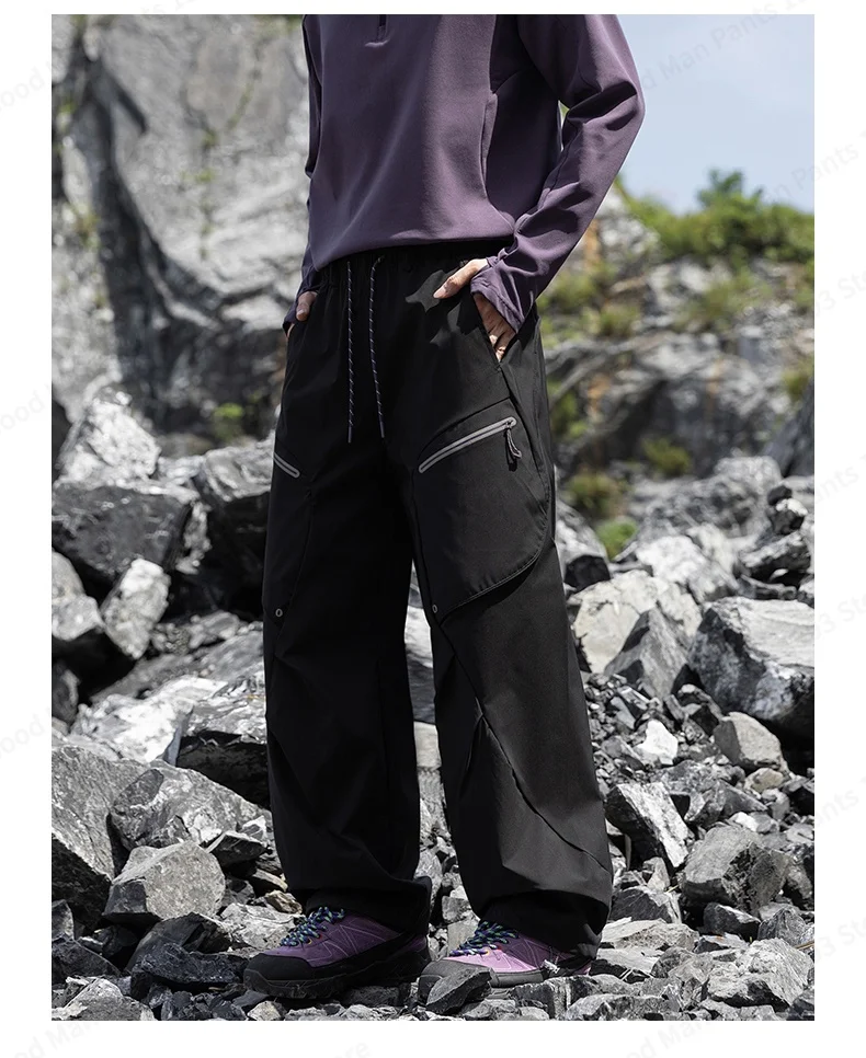 Herbstliche Koreanische Patchwork-Hose, Wind- und Wasserdicht, für Outdoor-Wanderungen und Freizeit, für Damen und Herren, Gerade Geschnittene Weite Sport-Hose – Detail 11