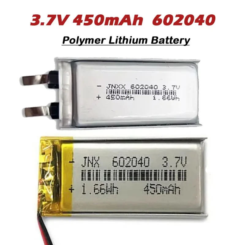 3.7V 450mAh 602040 Lithium Polymer battery Li-ion Rechargeable Batteries cells for GPS MP3 MP4 MP5 Car DVR Tachograph Headphone