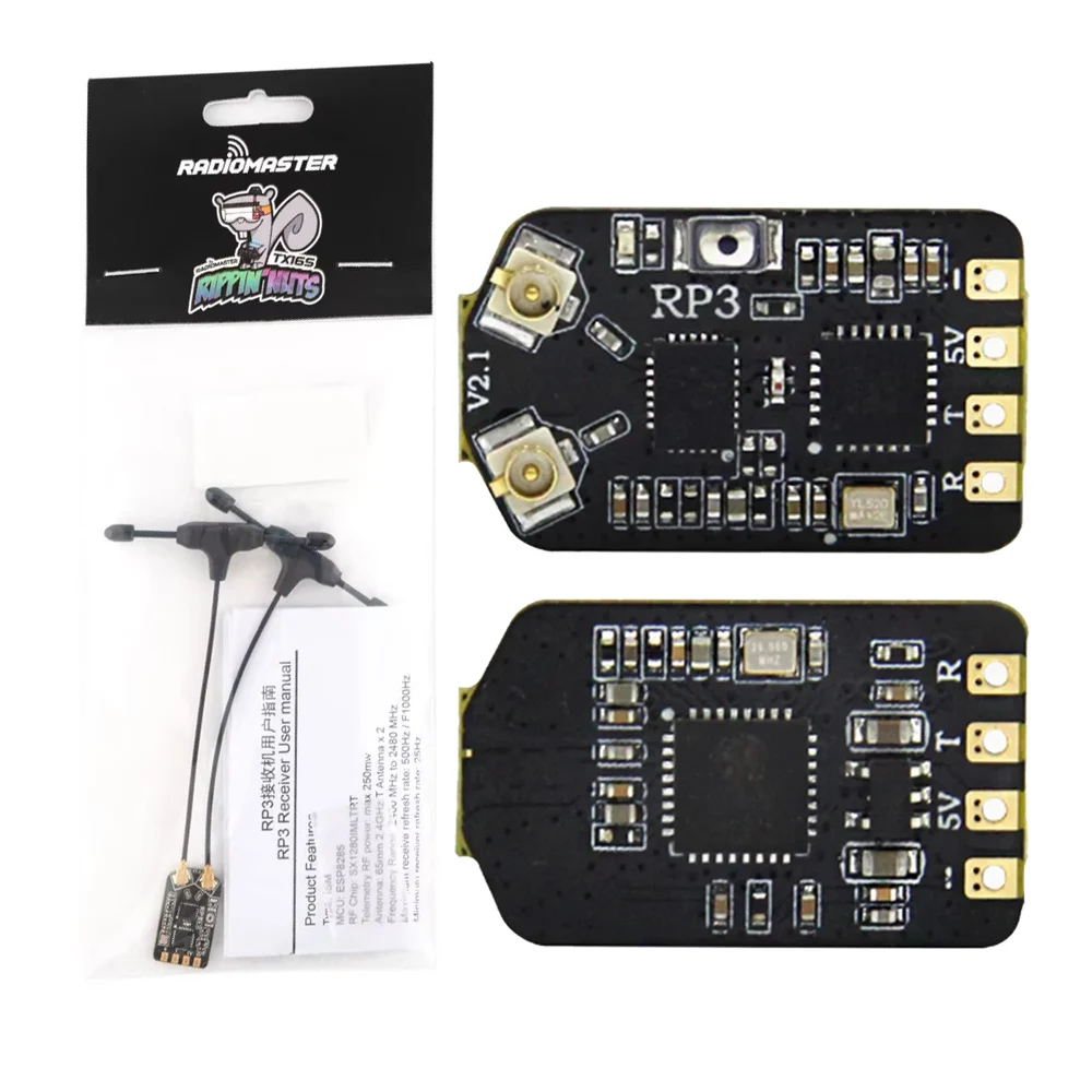 RadioMaster RP3 ELRS Nano Receiver 5V 2.4G True Diversity Dual Antenna For Whoop Drone Fixed‑wing RC Parts