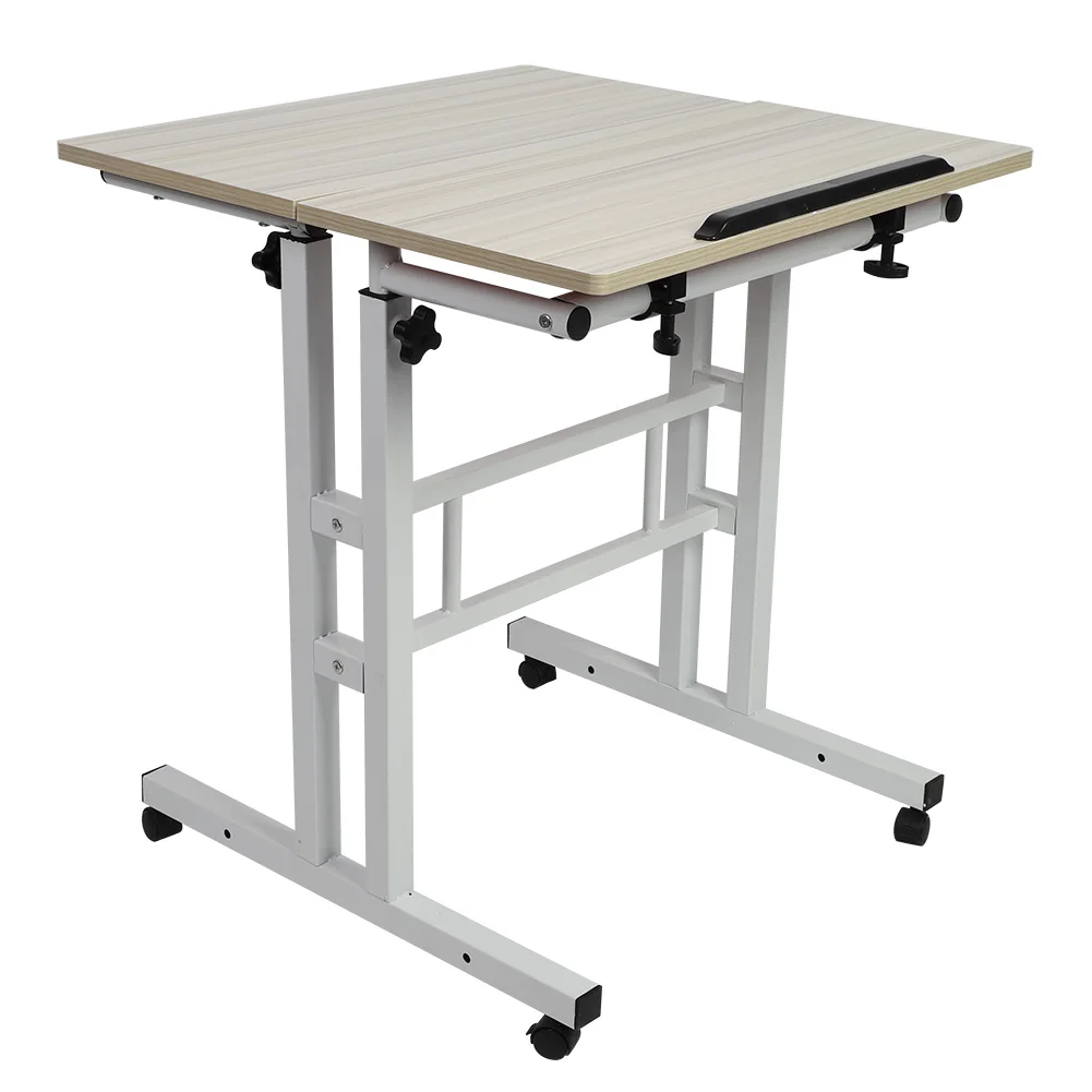 60cm Adjustable Height Stand Up Laptop Desk Computer Standing Desk with Rollers