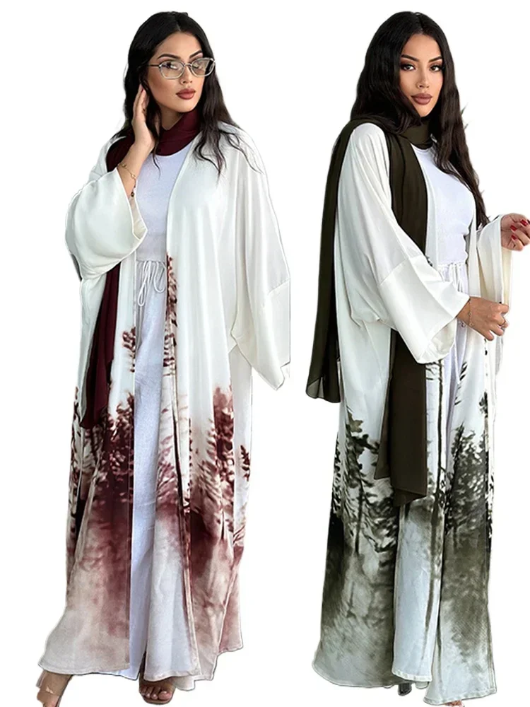 2024 Summer Tie Dyeing Color Open Kimono Abaya Dubai Muslim Kaftan Dress Islamic Clothing Abayas For Women Caftan Marocain Femme