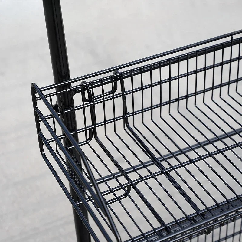 Supermarket display racks can be moved at home, beverage fruit display racks store three-layer associated cars