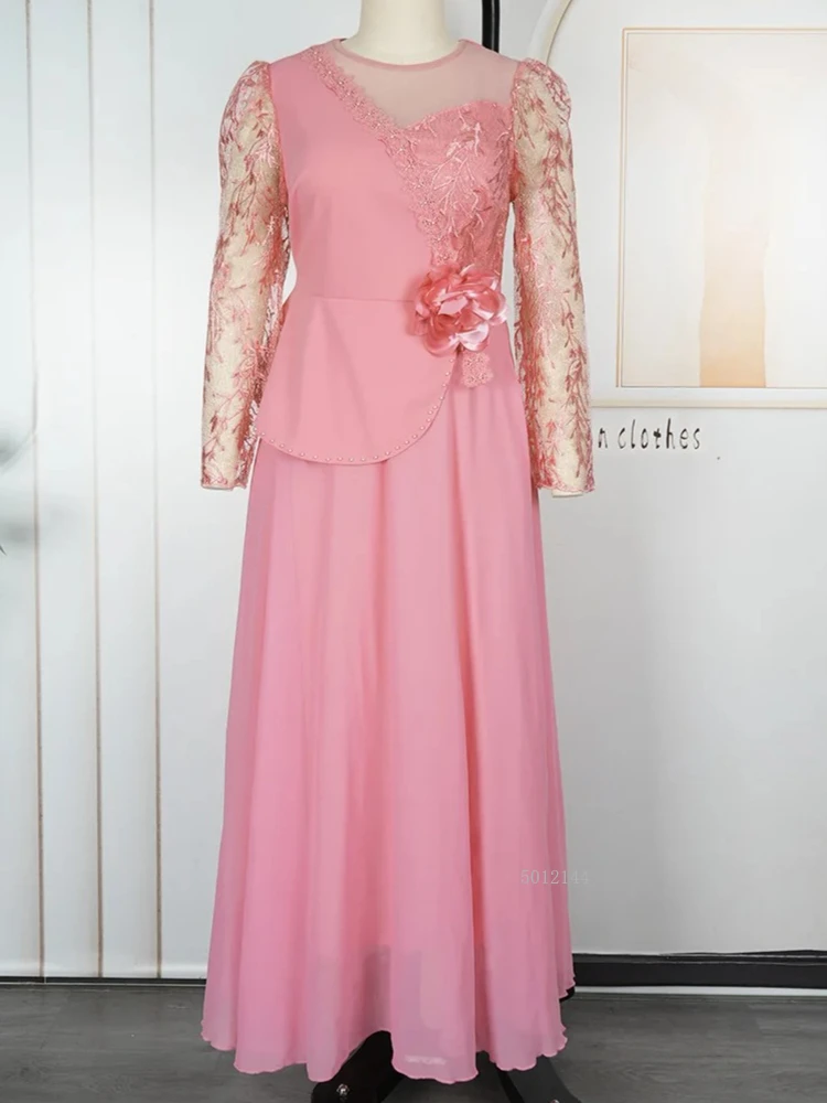 فساتين الحفلات الأفريقية للنساء 2025 حجم كبير موضة Dashiki أنقرة الدانتيل فساتين الزفاف أنيقة تركيا فستان إسلامي ماكسي #3