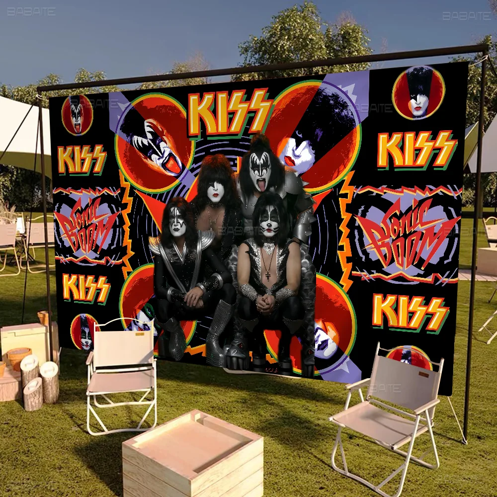 K_Kiss Band Small Size Cheerleading Banner Hand Pulled Flag Outdoor Atmosphere Flags