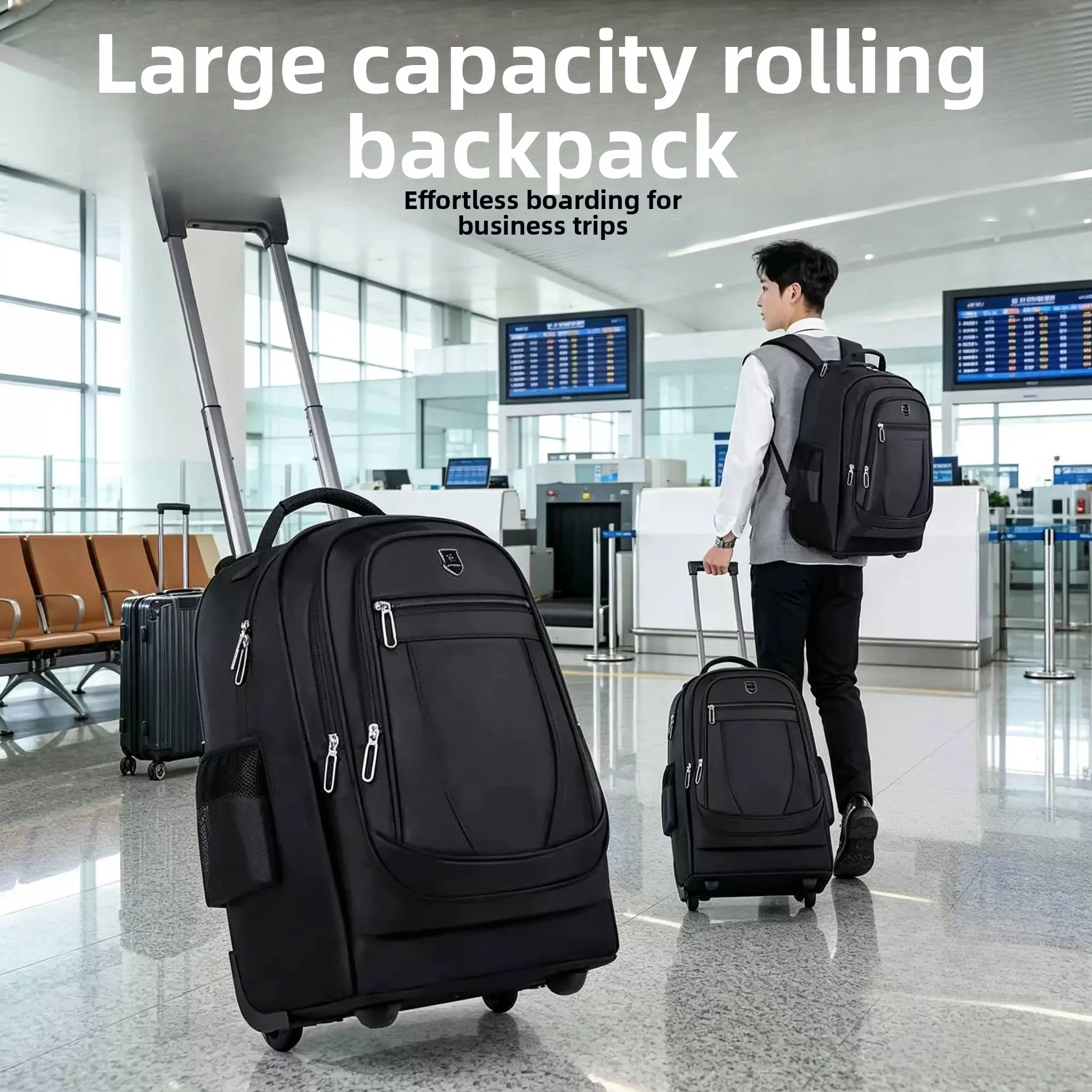 large-capacity-multi-compartment-travel-business-trip-check-in-bag-multi-function-storage-backpack-with-pull-rod-for-commuting