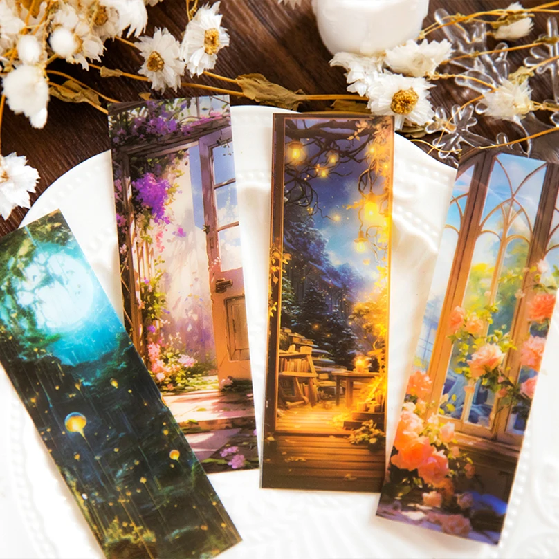 8Pcs Flowers PET Bookmark Stationery Book Accessories School Supplies Book Mark Marcapaginas De Libros Marque Page Bookmarks