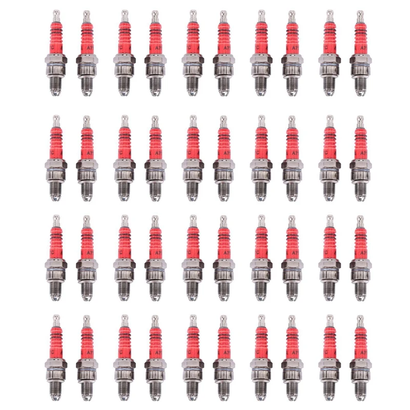 Pack Of 40 Racing 3 Electrode Spark Plug A7tc For 50Cc 110Cc 125Cc 150Cc Atv Scooter Dirt Bike Go Kart