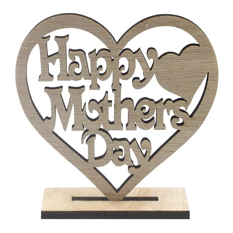 Sinal de madeira de aniversário da mãe, estatueta criativa em forma de coração para o dia das mães, decoração de arte para casa, sobera ornamentos para a avó