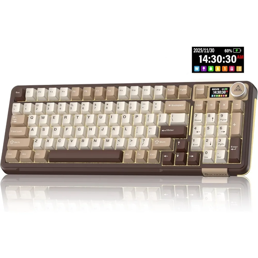 LCD Screen Wireless Gaming Keyboard, Hot Swappable Creamy Keys, Gasket Structure, RGB Backlit for Win/Mac