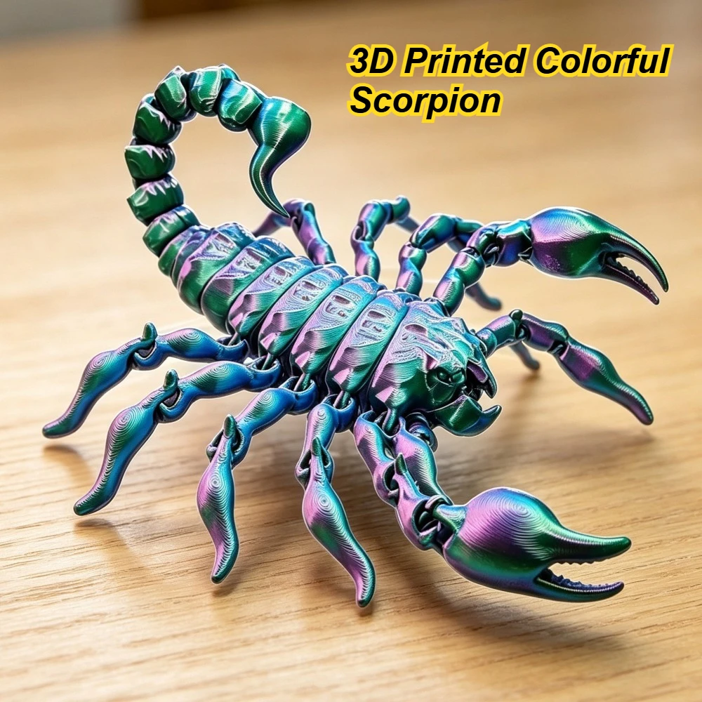 3D Printed Colorful Scorpion Desktop Ornaments Full Body Joints Movable and Adjustable Fun Toys and Gifts