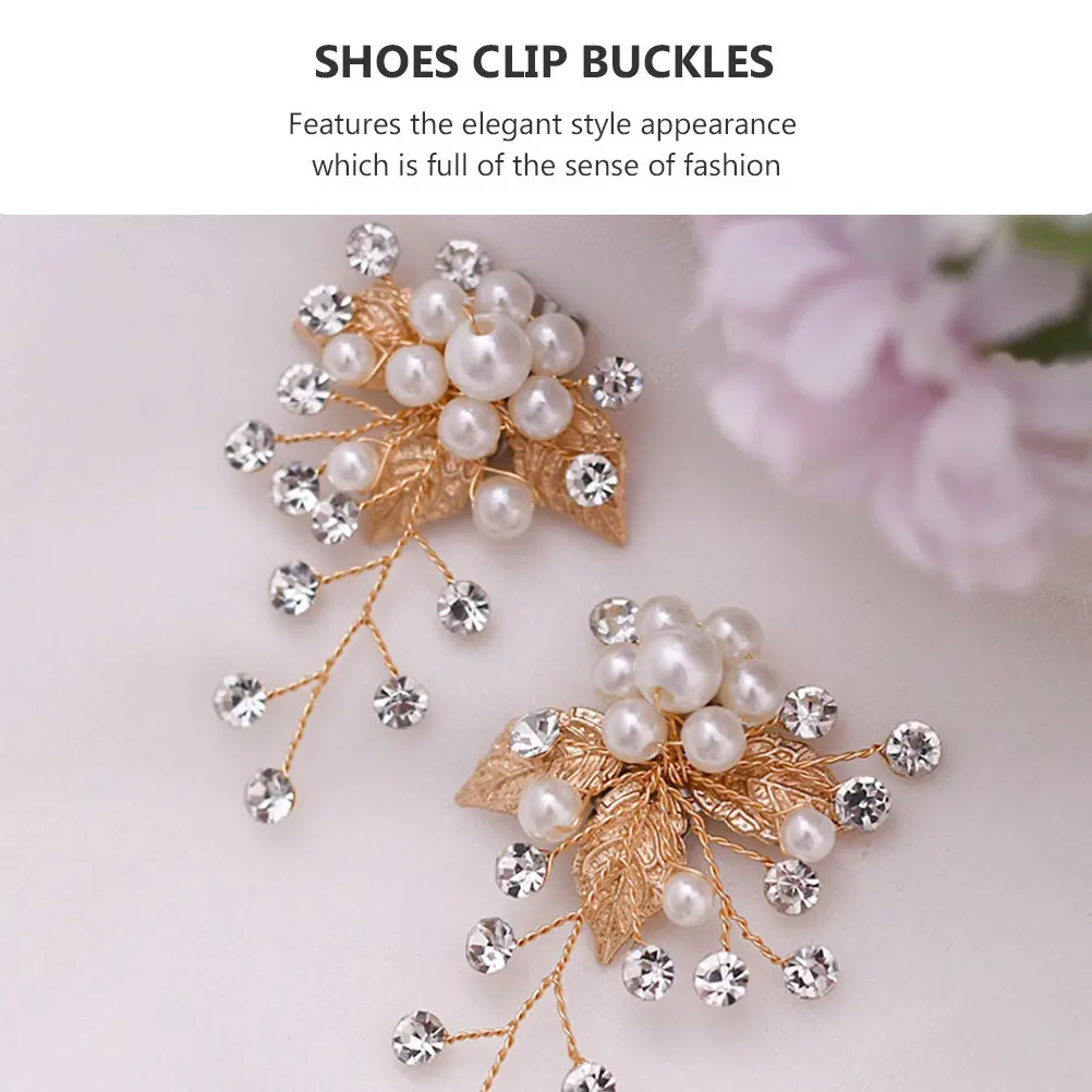 

2 шт. клипсы для свадебных туфель с жемчужными пряжками, тонкая работа, прочные, легко устанавливаются и снимаются, стильный дизайн, клипсы для свадебных туфель