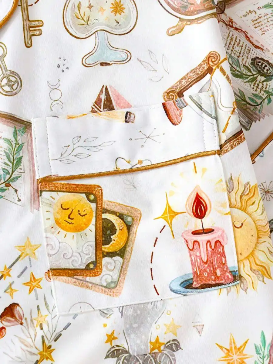 

Printed Short Sleeve Women Pajama Set With Collar Button Blouse And Shorts Elegant Sleepwear