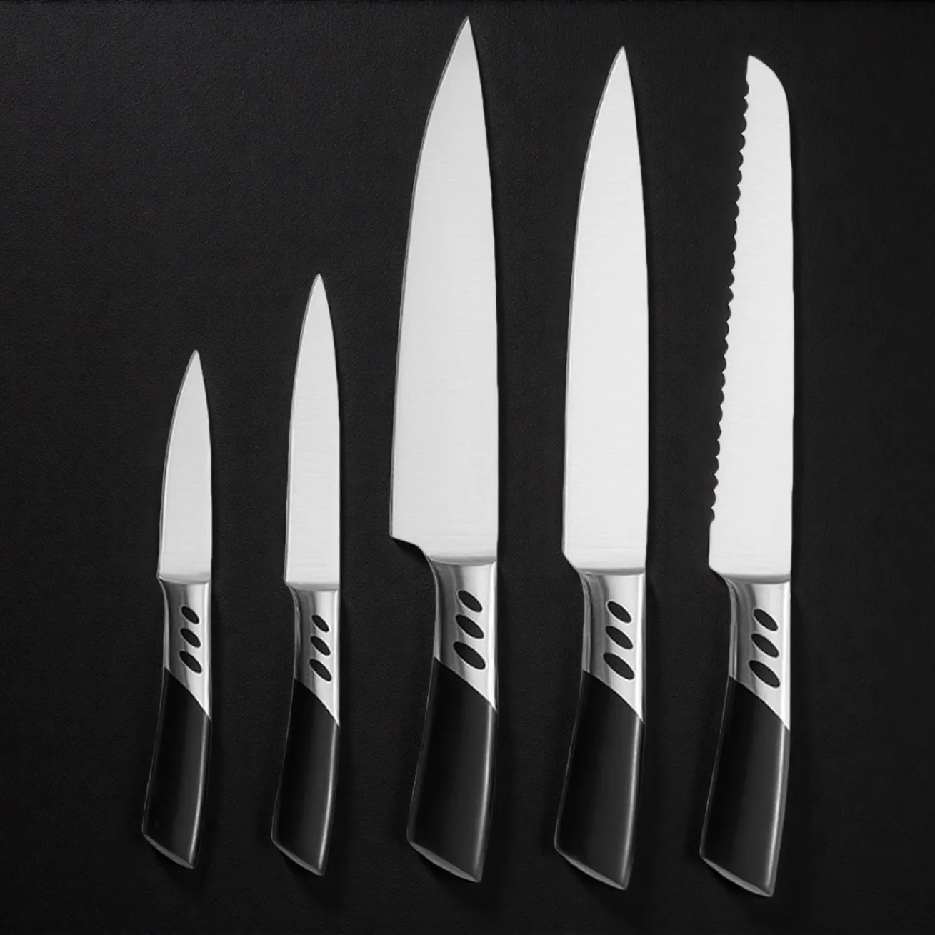 

Набор кухонных ножей из нержавеющей стали, 1-5 шт., нож шеф-повара, нож для хлеба, нож для фруктов, нож для овощей, нож для мяса, подарочный нож, рукоятка из нержавеющей стали