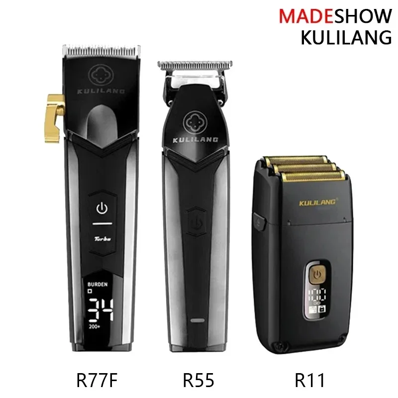 

Madeshow Kulilang R77F R55 R11 Professional Cordless Hair Cutting Machine Kit LCD Display Clipper Barber Hair Trimmer for Men