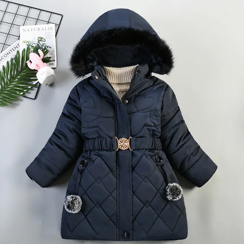 

2024 Parkas Warm Down Jacket Children Coat Hooded Solid Jacket For Girls New Children Outwear Childrens Clothing 3-8 Years