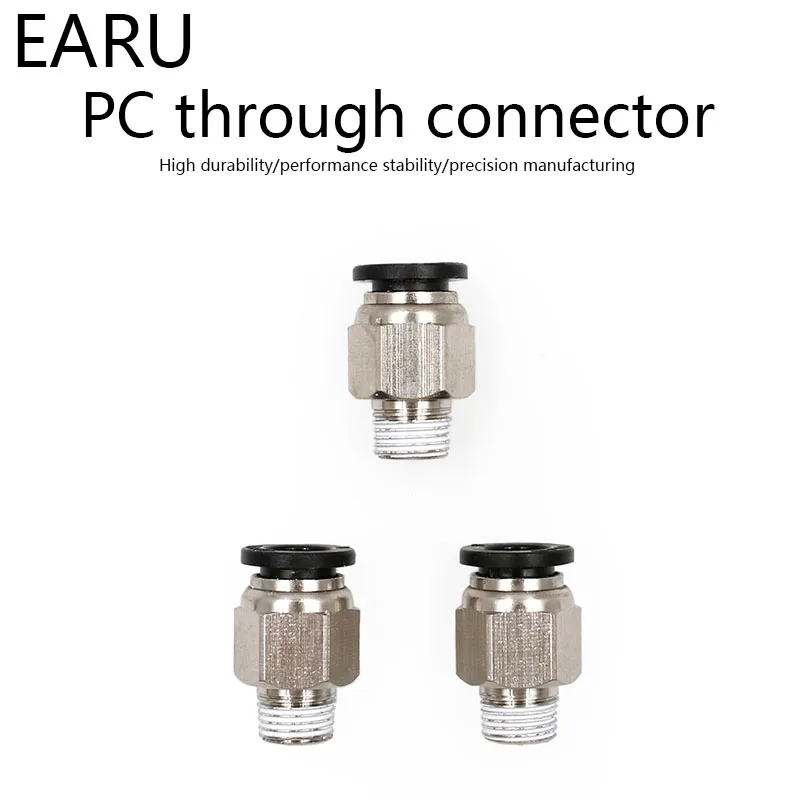 1/8'' 1/4'' 3/8'' 1/2'' Male-4 6 8 10 12mm Straight Push in Fitting Pneumatic Push to Connect Air Adapter Plug Socket Connector