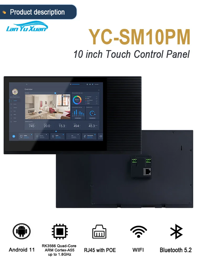 Android WiFi Tablet 10 Inch IPS Display Hotel Use Bar Design RK3566 Android 11 500nit Touch Screen Smart Home Automation