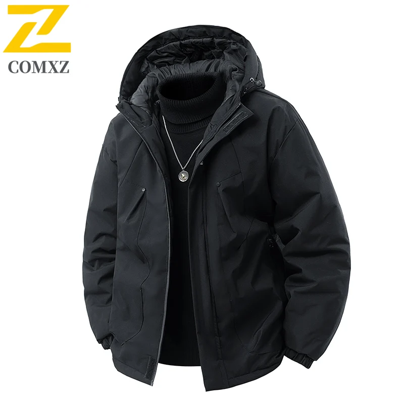 

Осень-зима новая мужская уличная плюшевая утолщенная ветрозащитная водонепроницаемая теплая куртка с капюшоном для отдыха, кемпинга, пешего туризма, пальто