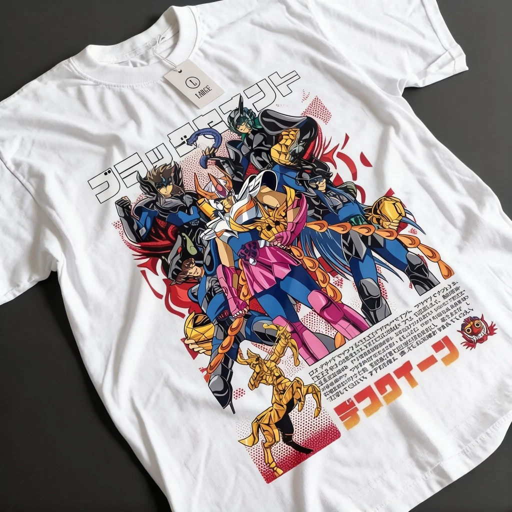 Saint Seiya Shiryu T-shirt Anime Pattern Men's and Women's Summer Cotton Comfortable  Fashion Round Neck T-shirt