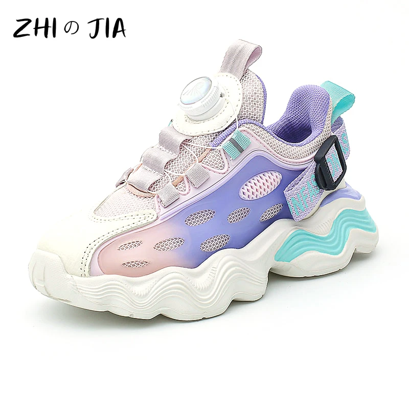 New Mesh Rotating Buckle Outdoor Sneaker Casual Basketball Shoes Boys and Girls Lightweight and Breathable Running Footwear