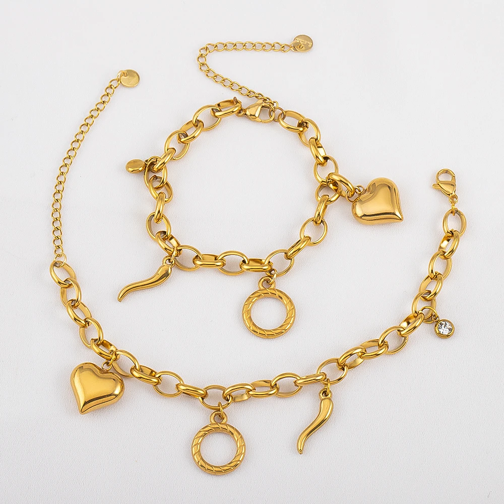 Hoge kwaliteit roestvrijstalen dikke kettingarmbandbasis met chilipeper hart hanger OT gesp karabijnsluiting sieraden maken