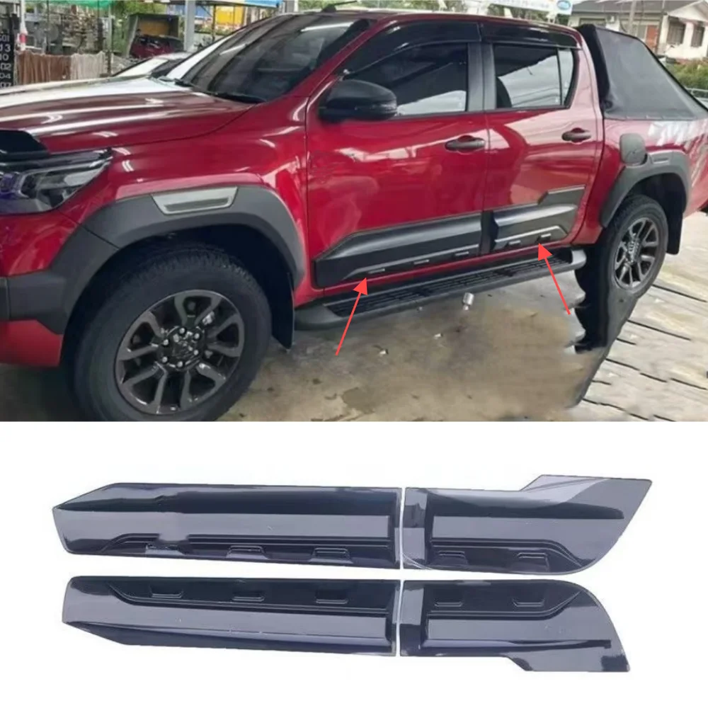 

Для Toyota Hilux Revo 2020-2024 матовый черный корпус боковой двери, декоративная панель, аксессуары для двойной кабины
