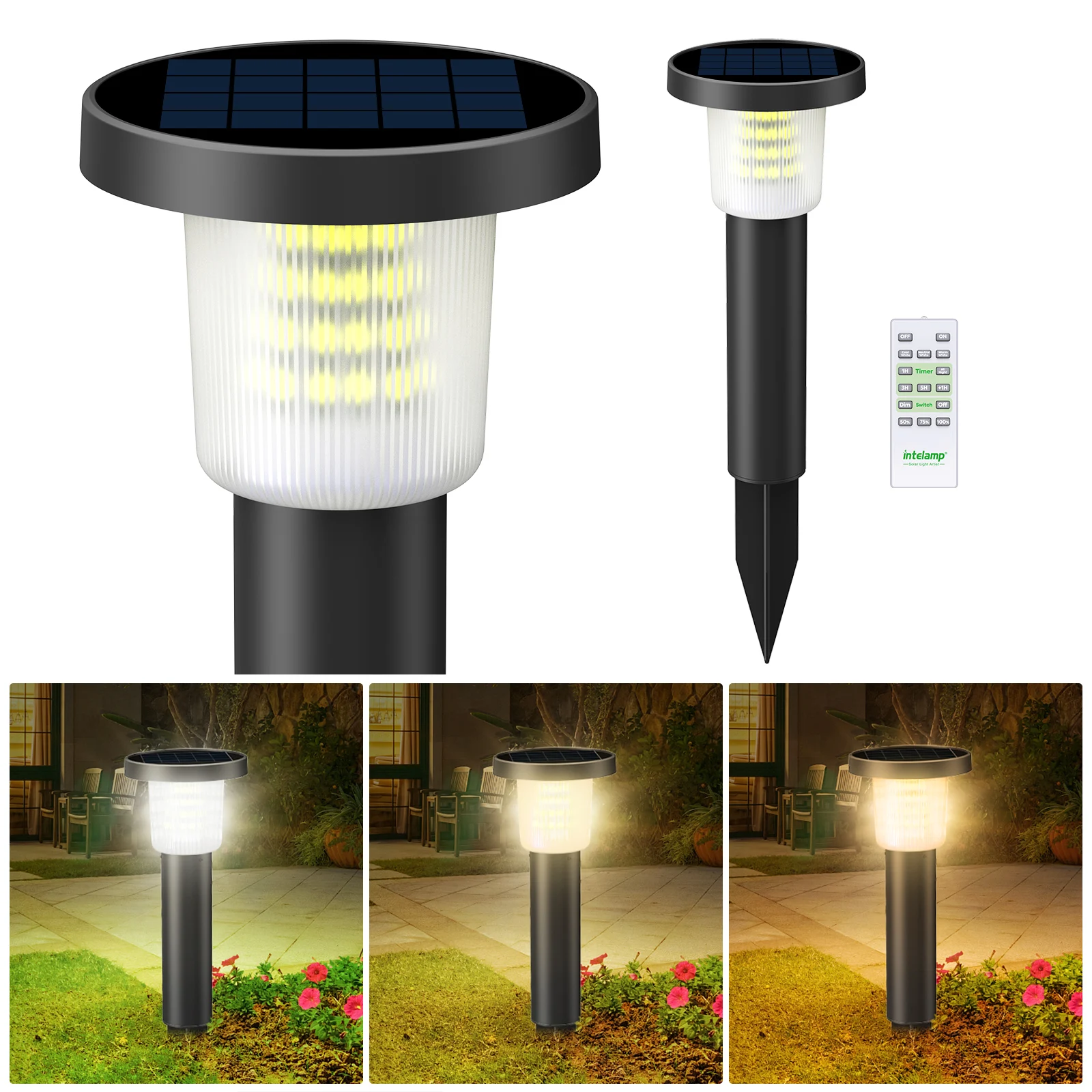 

intelamp 2 Pack 3800mah Solar Pathway Lights Lawn Lights Outdoor Auto On/Off Landscape Light For Yard Garden Driveway Walkway