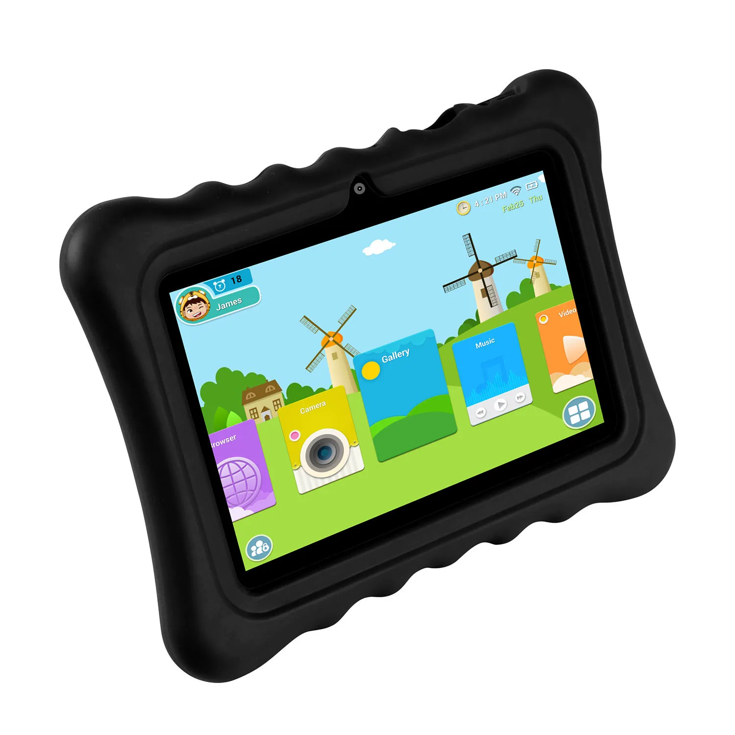 Shock-resistant Silicone Snap-on Case with Stand for 7' Tablets