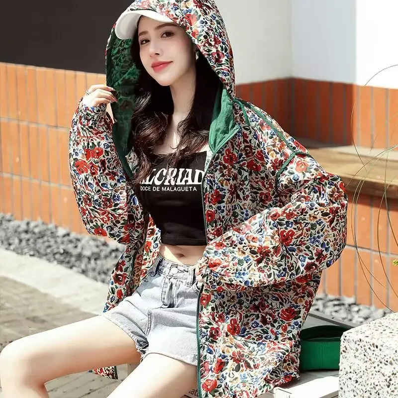 

Prints Oversized Spring Summer Women Jacket Sweatshirt Sun Protection Clothing Long Sleeve Zipper Quick Dry Outdoor Outerwear